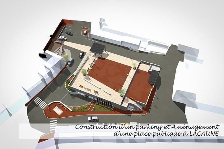 Aménagement place et création parking à Lacaune